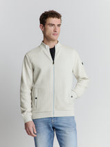 Full-zip jacquard sweater | Chalk