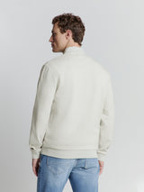 Full-zip jacquard sweater | Chalk