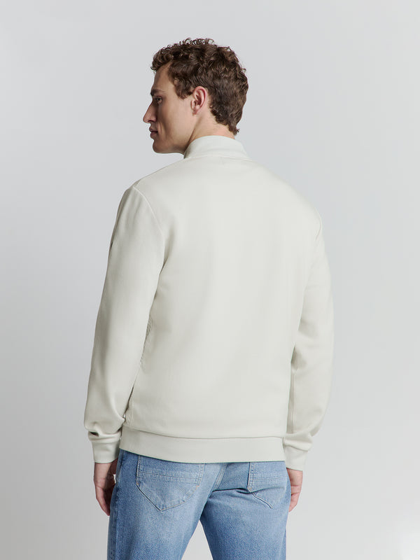 Full-zip jacquard sweater | Chalk