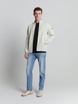 Full-zip jacquard sweater | Chalk