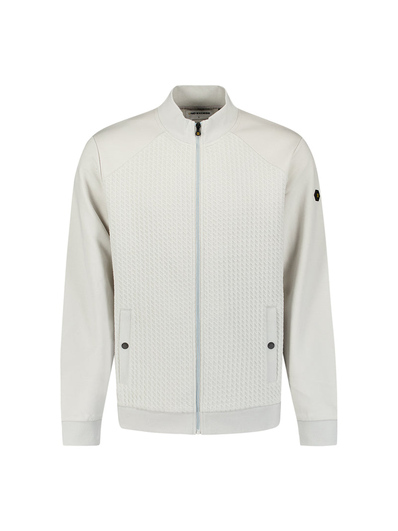 Full-zip jacquard sweater | Chalk