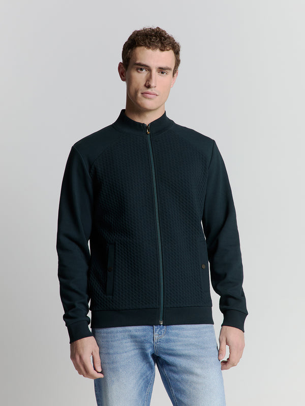 Full-zip jacquard sweater | Night