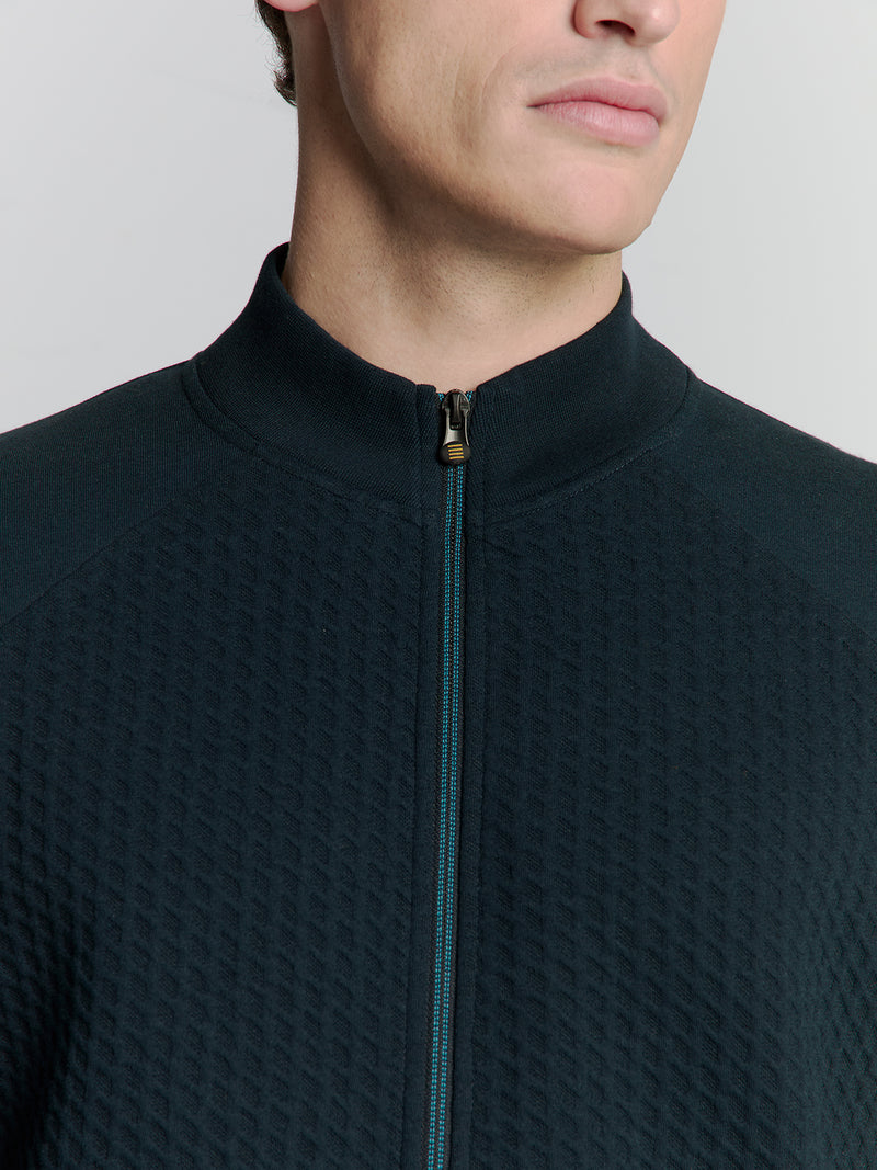 Full-zip jacquard sweater | Night