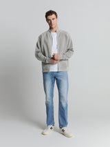 Full-zip jacquard sweater | Grey Melange