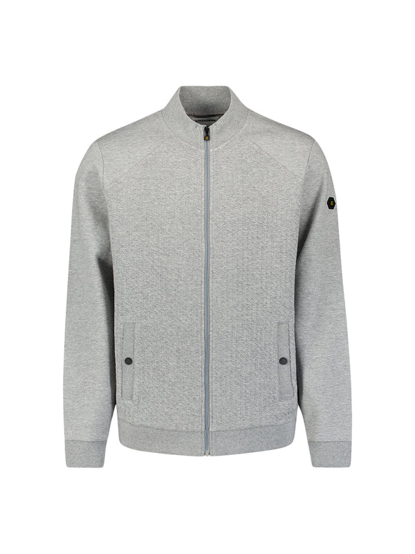 Full-zip jacquard sweater | Grey Melange