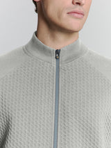 Full-zip jacquard sweater | Grey Melange