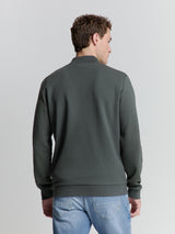 Full-zip jacquard sweater | Dark Steel