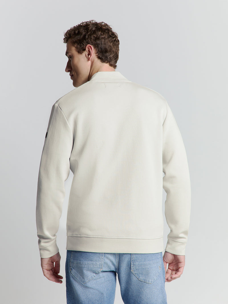 Full-zip jacquard sweater | Chalk