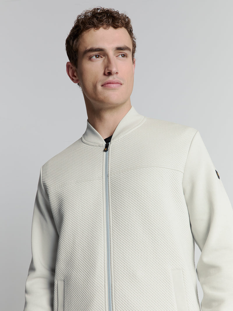 Full-zip jacquard sweater | Chalk