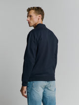 Full-zip jacquard sweater | Deep Blue