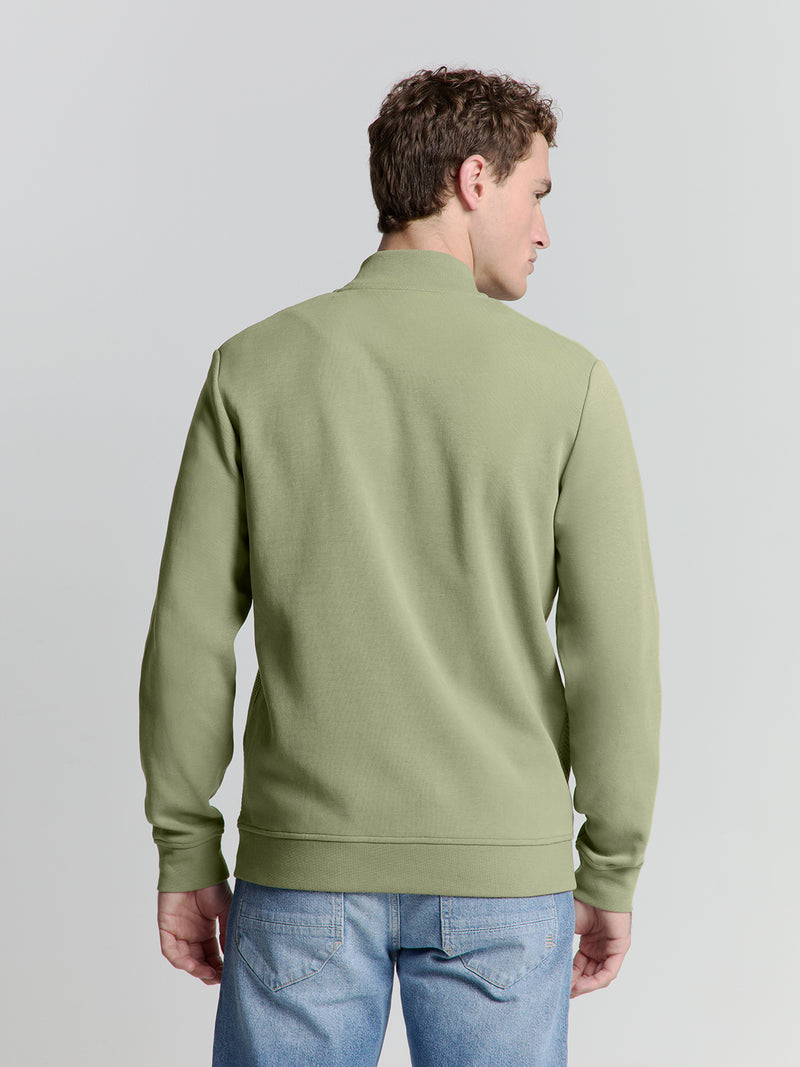 Full-zip jacquard sweater | Light Army