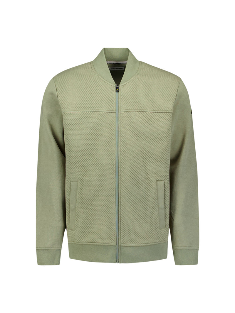 Full-zip jacquard sweater | Light Army