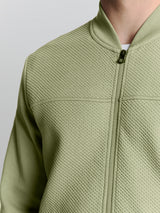 Full-zip jacquard sweater | Light Army