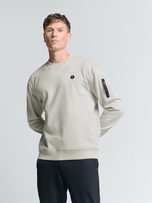 Sweater Crewneck Melange | Chalk