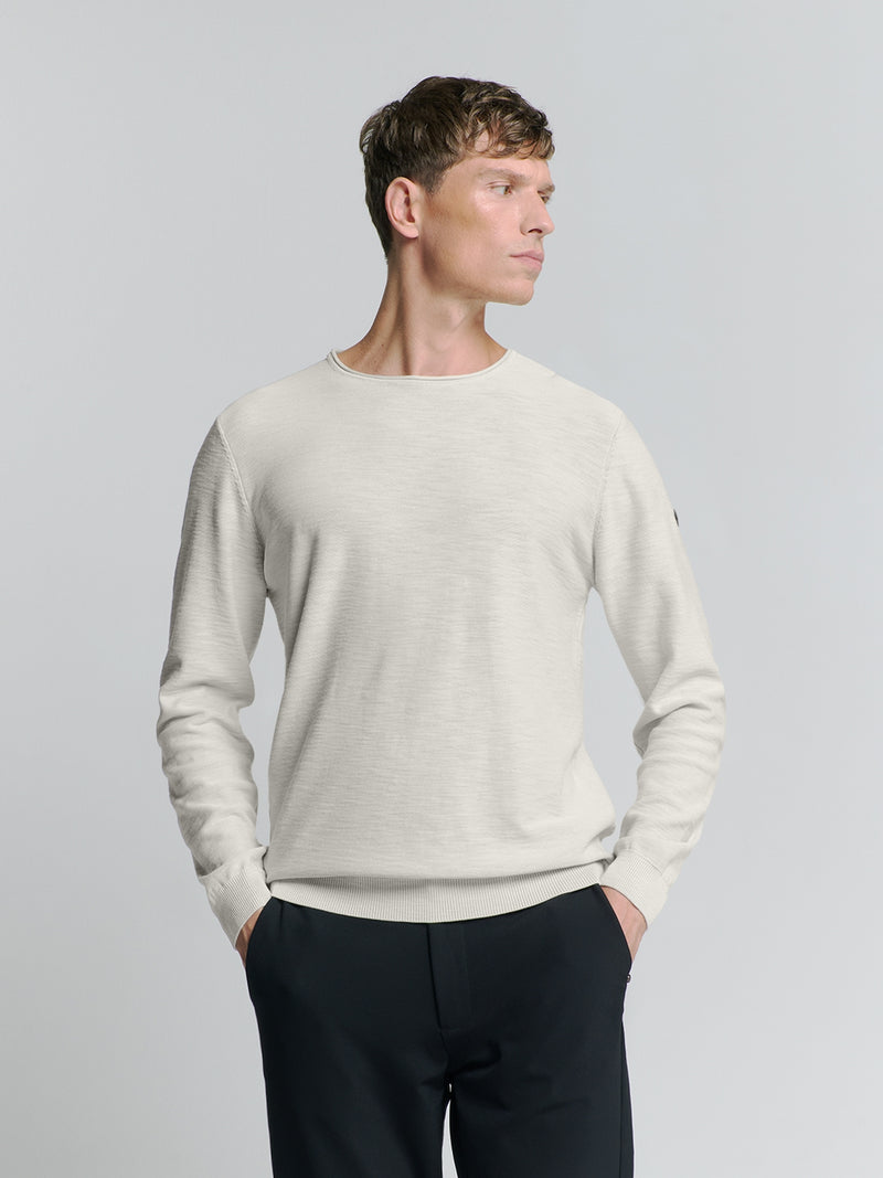 Pullover Crewneck Garment Dyed + Stone Washed | Chalk