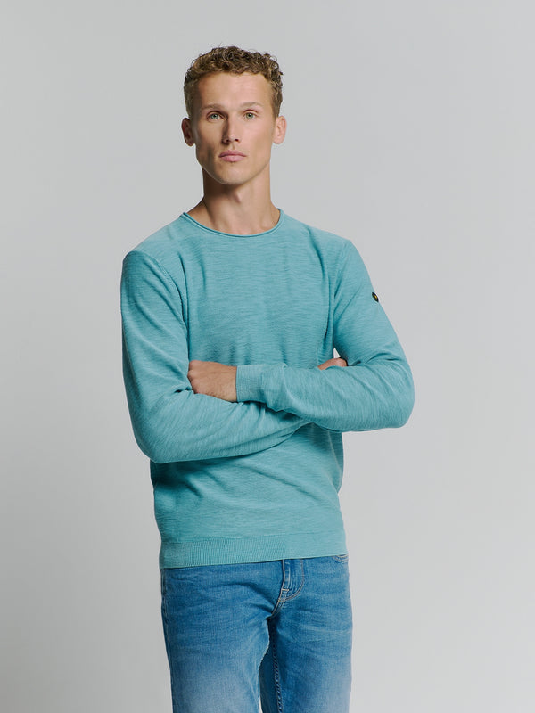 Pullover Crewneck Garment Dyed + Stone Washed | Seablue