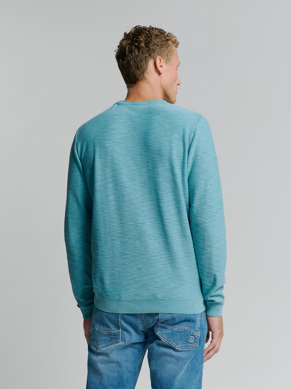 Pullover Crewneck Garment Dyed + Stone Washed | Seablue