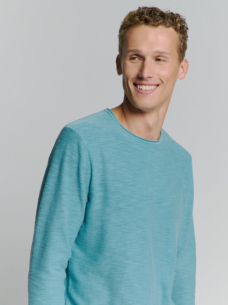 Pullover Crewneck Garment Dyed + Stone Washed | Seablue