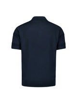 Pullover Short Sleeve Full Button Polo Relief Knit | Deep Blue