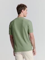 Pullover Short Sleeve Crewneck Solid Slub Knit | Green