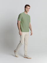 Pullover Short Sleeve Crewneck Solid Slub Knit | Green