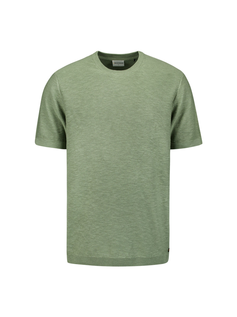 Pullover Short Sleeve Crewneck Solid Slub Knit | Green