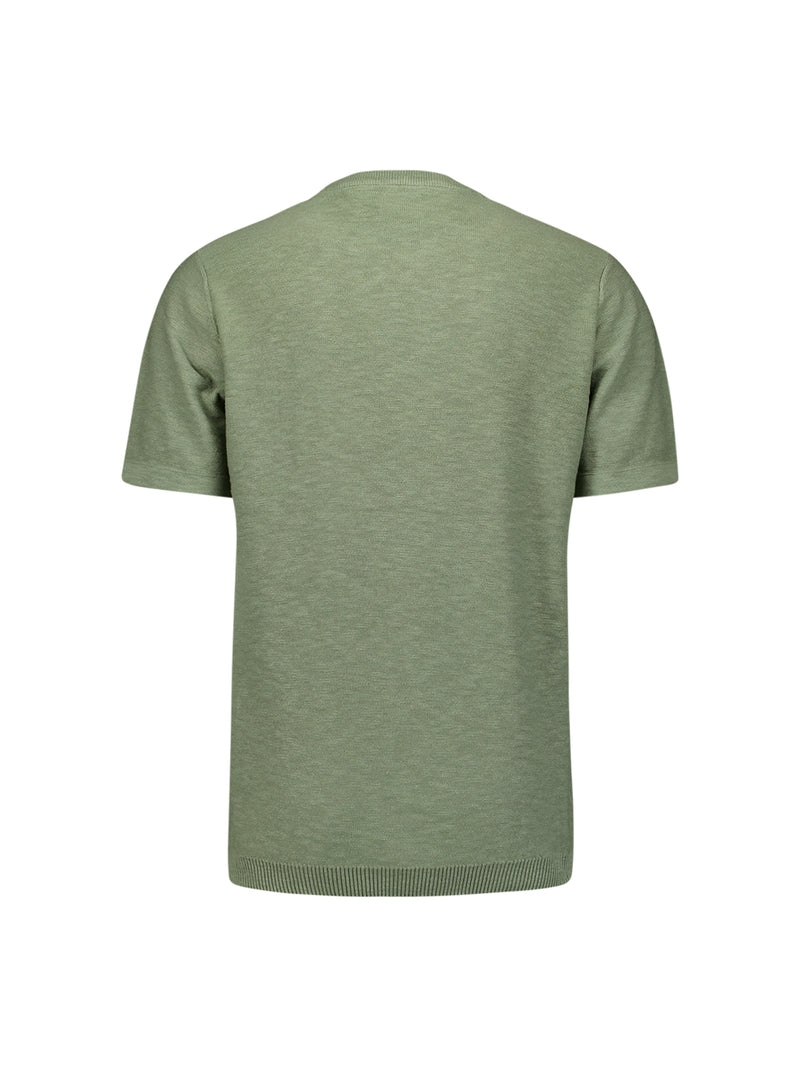 Pullover Short Sleeve Crewneck Solid Slub Knit | Green