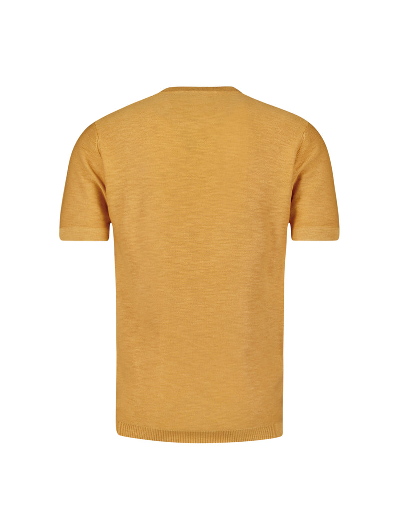 Pullover Short Sleeve Crewneck Solid Slub Knit | Yellow