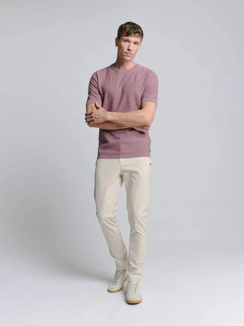 Pullover Short Sleeve Crewneck Solid Slub Knit | Mauve