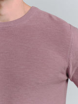 Pullover Short Sleeve Crewneck Solid Slub Knit | Mauve