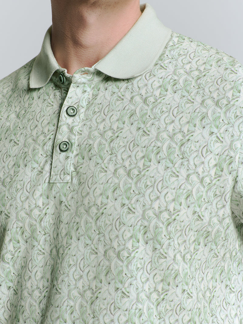 Polo Pique Allover Printed | Green