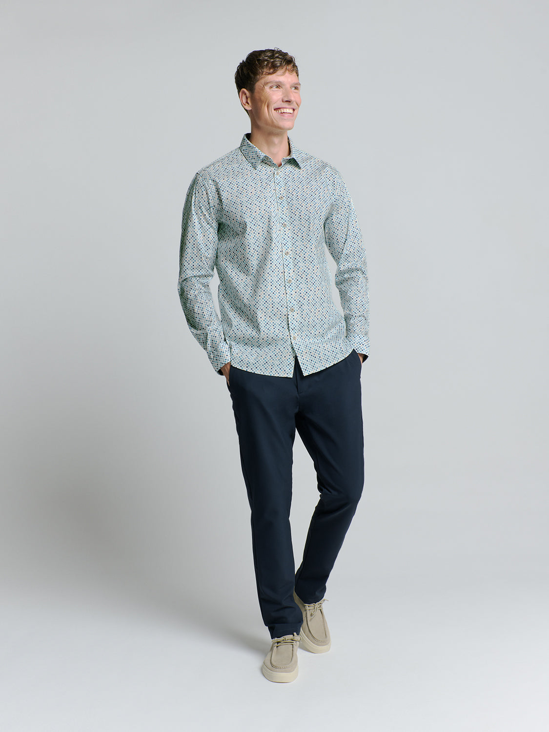 Printed stretch shirt | Seablue