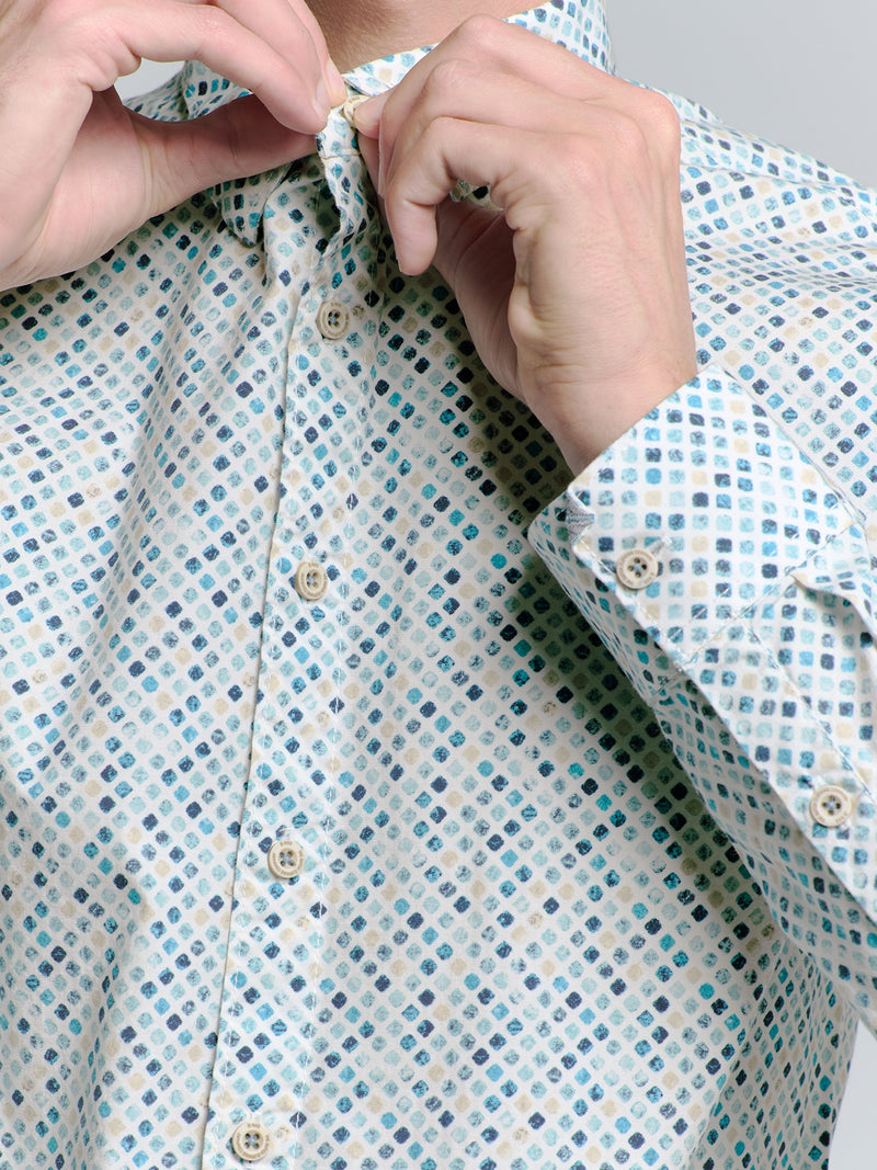 Shirt Stretch Allover Printed | Seablue