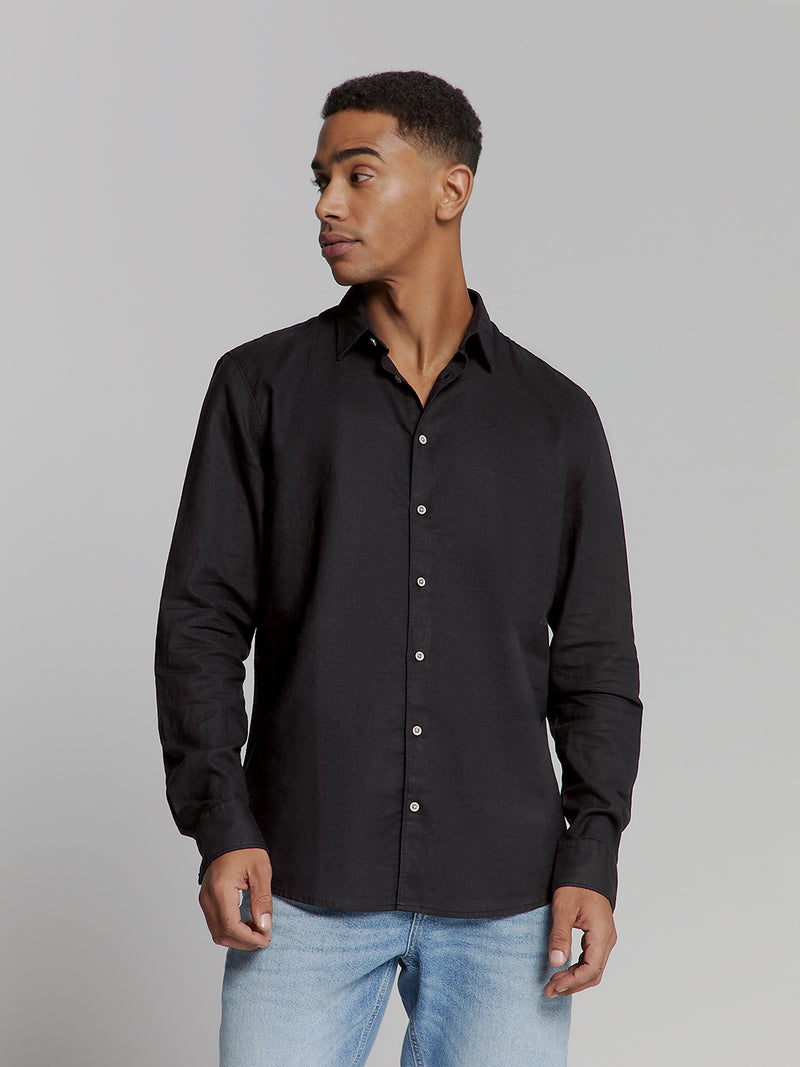 linen shirt | Black