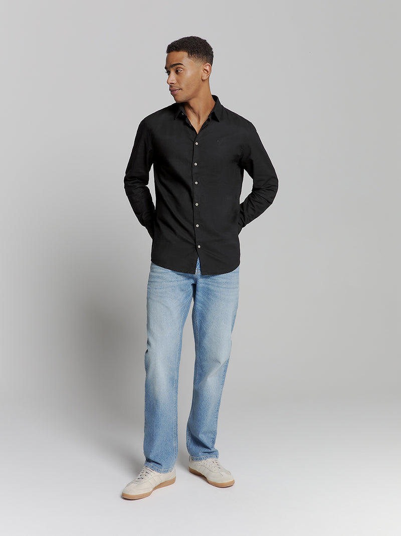 linen shirt | Black