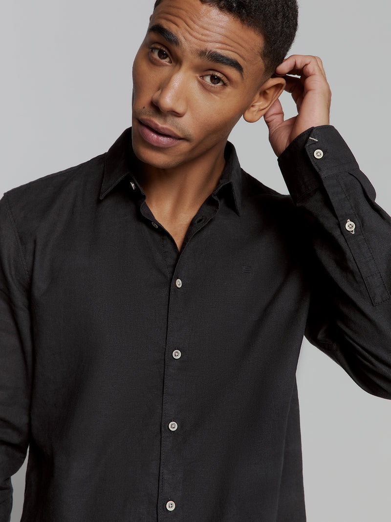 linen shirt | Black