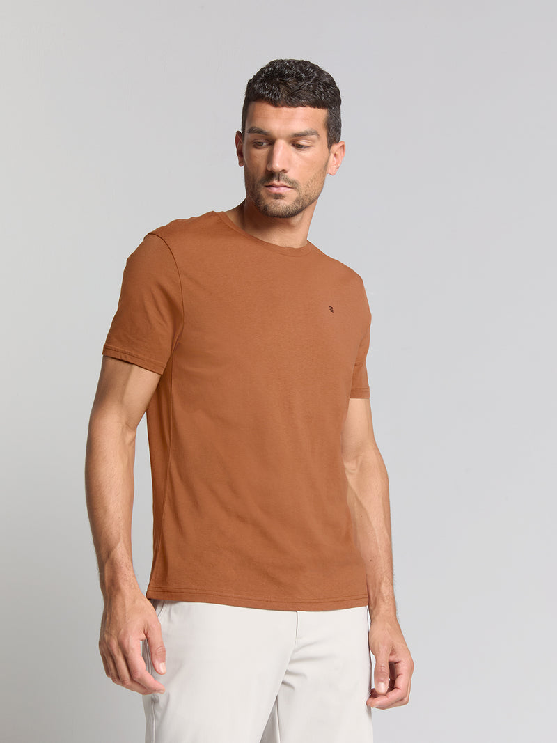 Crewneck T-shirt | Caramel