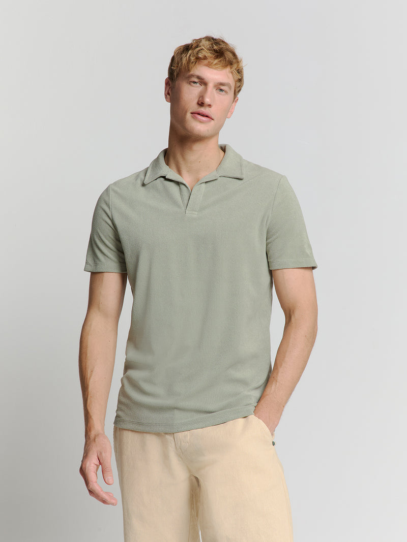 Terry knit poloshirt | Smoke