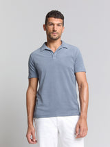 Terry knit poloshirt | Washed Blue