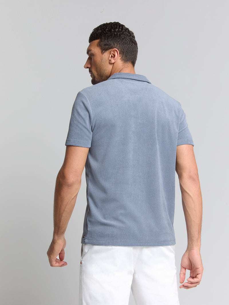 Terry knit poloshirt | Washed Blue