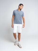 Terry knit poloshirt | Washed Blue