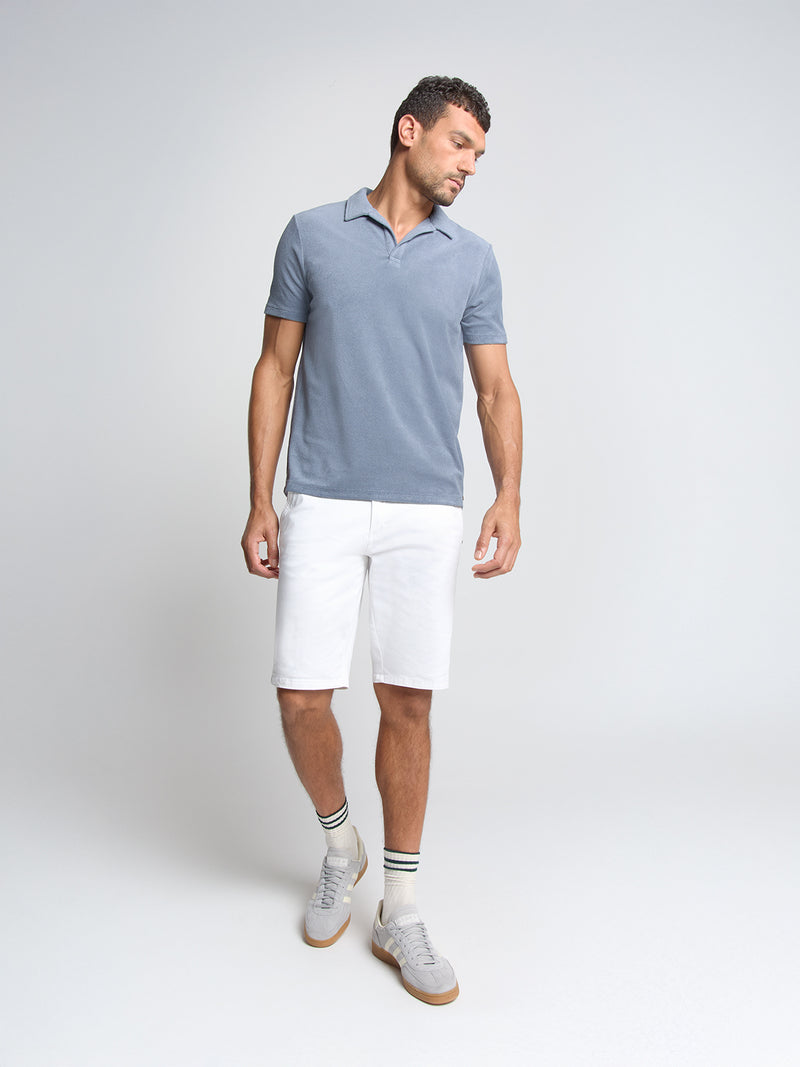 Terry knit poloshirt | Washed Blue