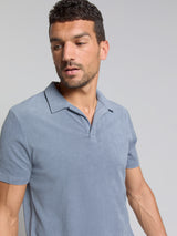 Terry knit poloshirt | Washed Blue