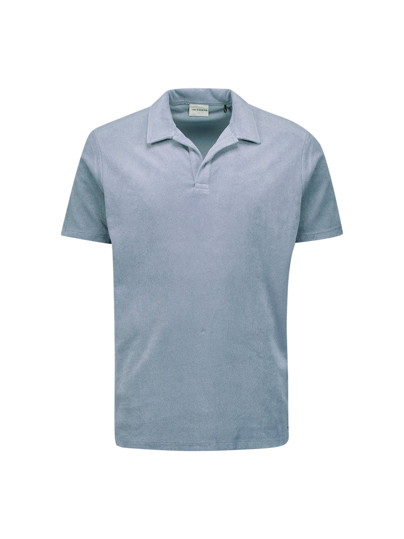 Terry knit poloshirt | Washed Blue