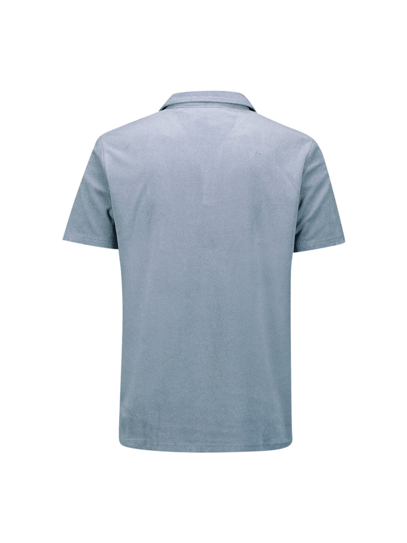 Terry knit poloshirt | Washed Blue