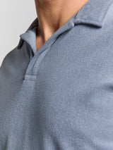 Terry knit poloshirt | Washed Blue