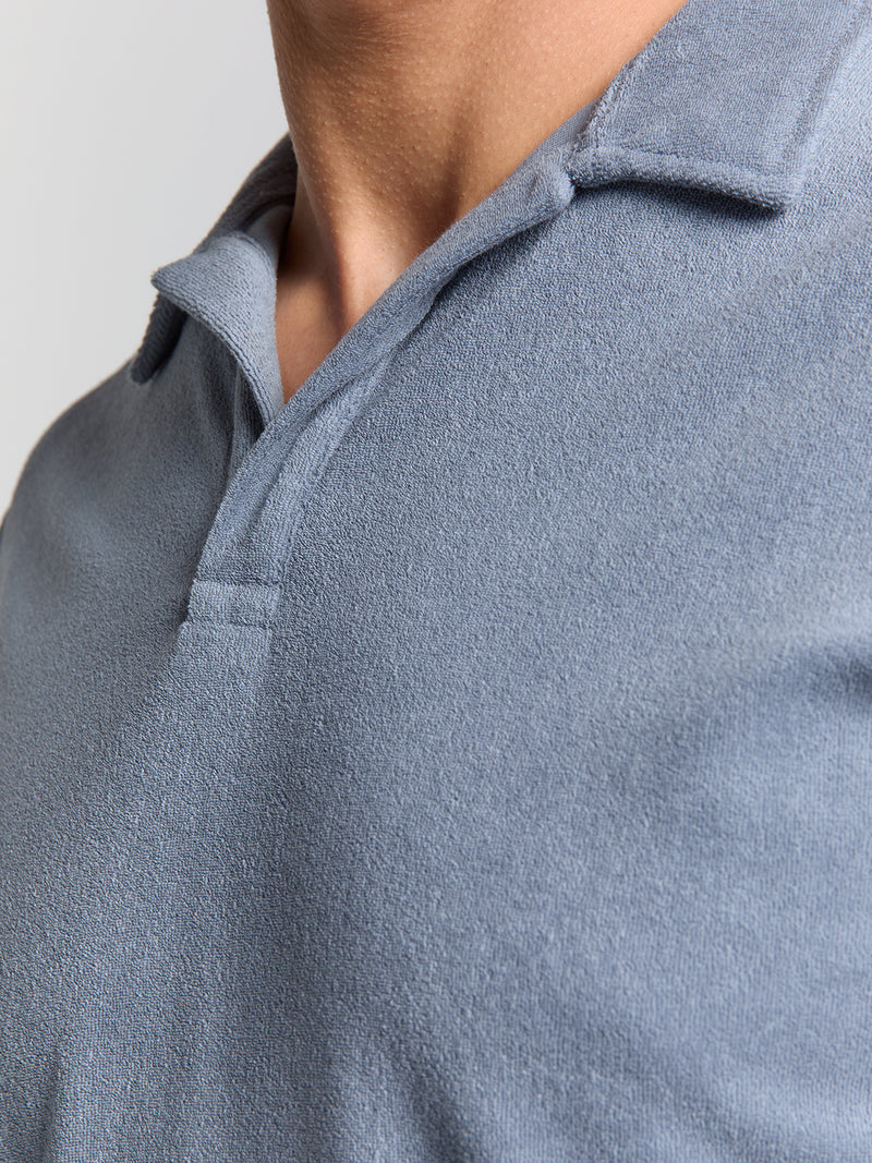 Terry knit poloshirt | Washed Blue
