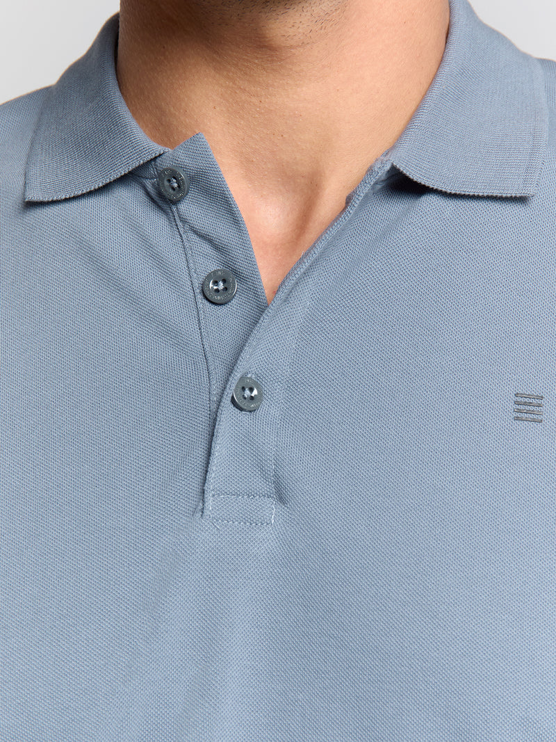 Pique poloshirt | Washed Blue