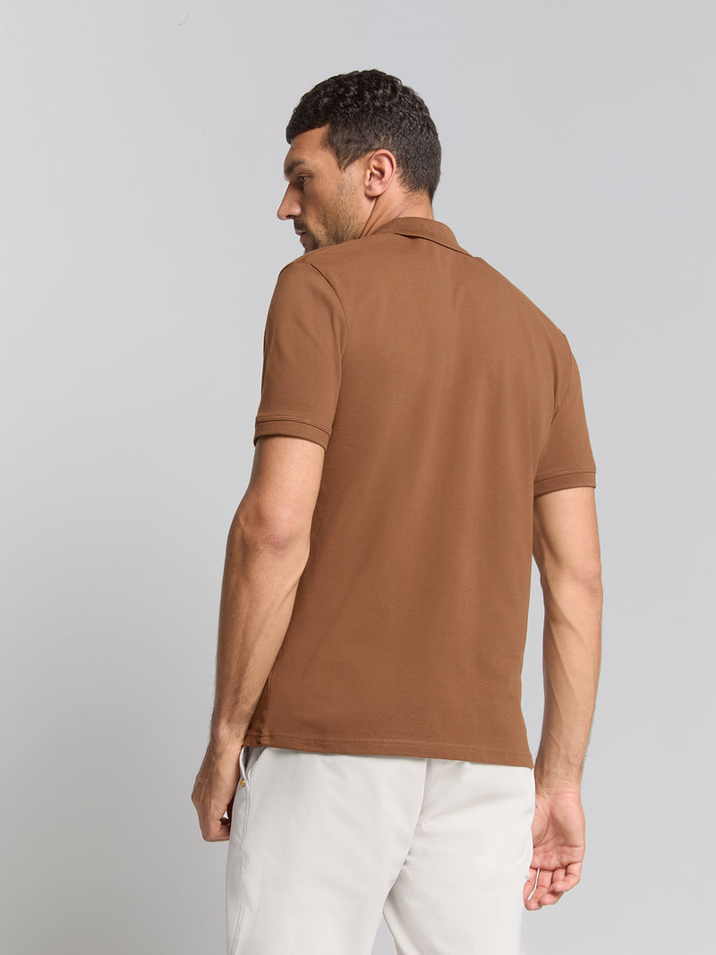 Pique poloshirt | Camel