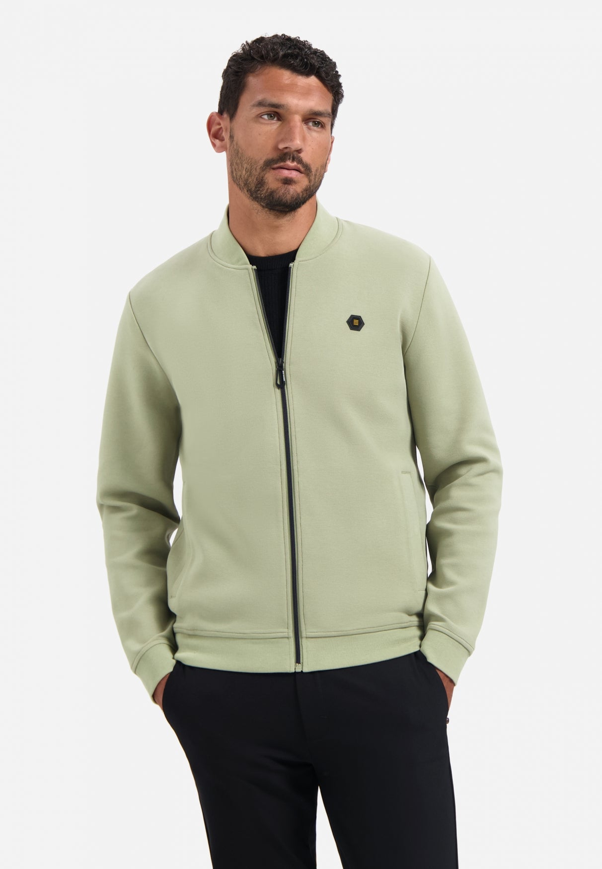 Piqué cardigan | Light Moss